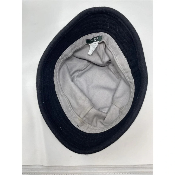 J. Crew Wool Blend Bucket Black Hat Women's Size S/M Button 80576 - Picture 5 of 7